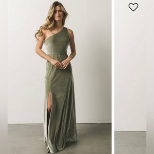 Baltic born Tatiana Velvet One Shoulder Maxi Dress - Size S / Color Sage